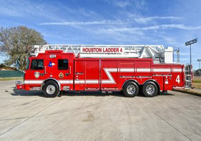 Side view of new HFD Ladder Truck